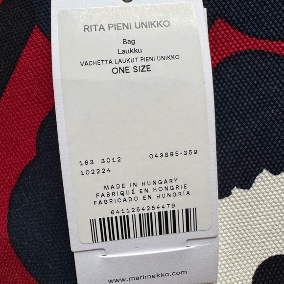 MERIMEKKO ~ Bag Laukku Shoulderbag Tote Handbag Unikko (Poppy) Leather NWT Rare - Picture 4 of 7